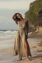 The Handloom-Muse Braided Straps Dress Khaki Green-Elbise-4-Milagron.com