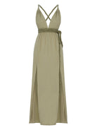 The Handloom-Muse Braided Straps Dress Khaki Green-Elbise-9-Milagron.com