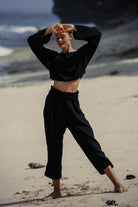 The Handloom-Paloma Paper Bag Pants Black-Pantolon-4-Milagron.com