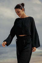 The Handloom-Paloma Paper Bag Pants Black-Pantolon-5-Milagron.com