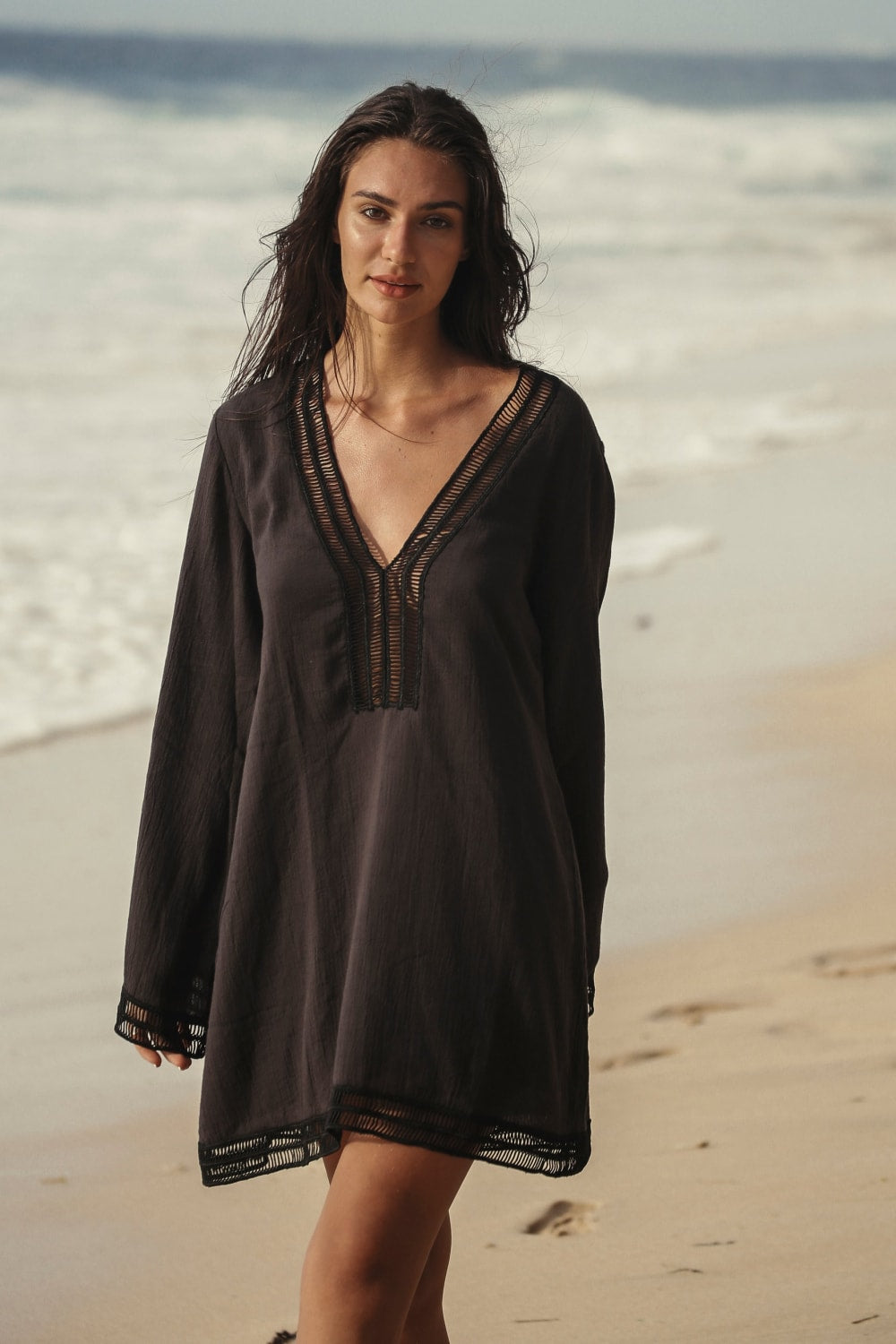 The Handloom-Positano Dress Black-Elbise-1-Milagron.com