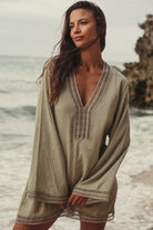 The Handloom-Positano Dress Khaki Green-Elbise-1-Milagron.com