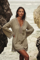 The Handloom-Positano Dress Khaki Green-Elbise-3-Milagron.com