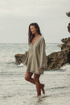 The Handloom-Positano Dress Khaki Green-Elbise-5-Milagron.com