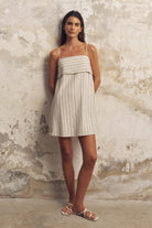 The Handloom-Puglia Stripes Mini Dress Navy-Elbise-1-Milagron.com