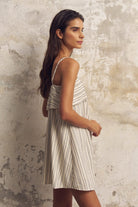 The Handloom-Puglia Stripes Mini Dress Navy-Elbise-3-Milagron.com