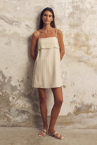 The Handloom-Puglia Stripes Mini Dress Oatmeal-Elbise-2-Milagron.com