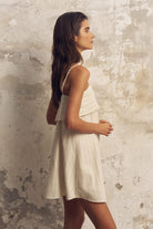 The Handloom-Puglia Stripes Mini Dress Oatmeal-Elbise-3-Milagron.com