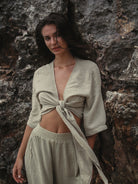 The Handloom-SORUNLU - Bali Wrap Top Khaki Green-Top-9-Milagron.com