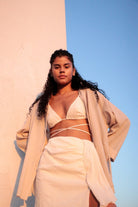 The Handloom-SORUNLU - Bella Mini Skirt Natural-Skirt-1-Milagron.com