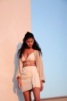 The Handloom-SORUNLU - Bella Mini Skirt Natural-Skirt-2-Milagron.com