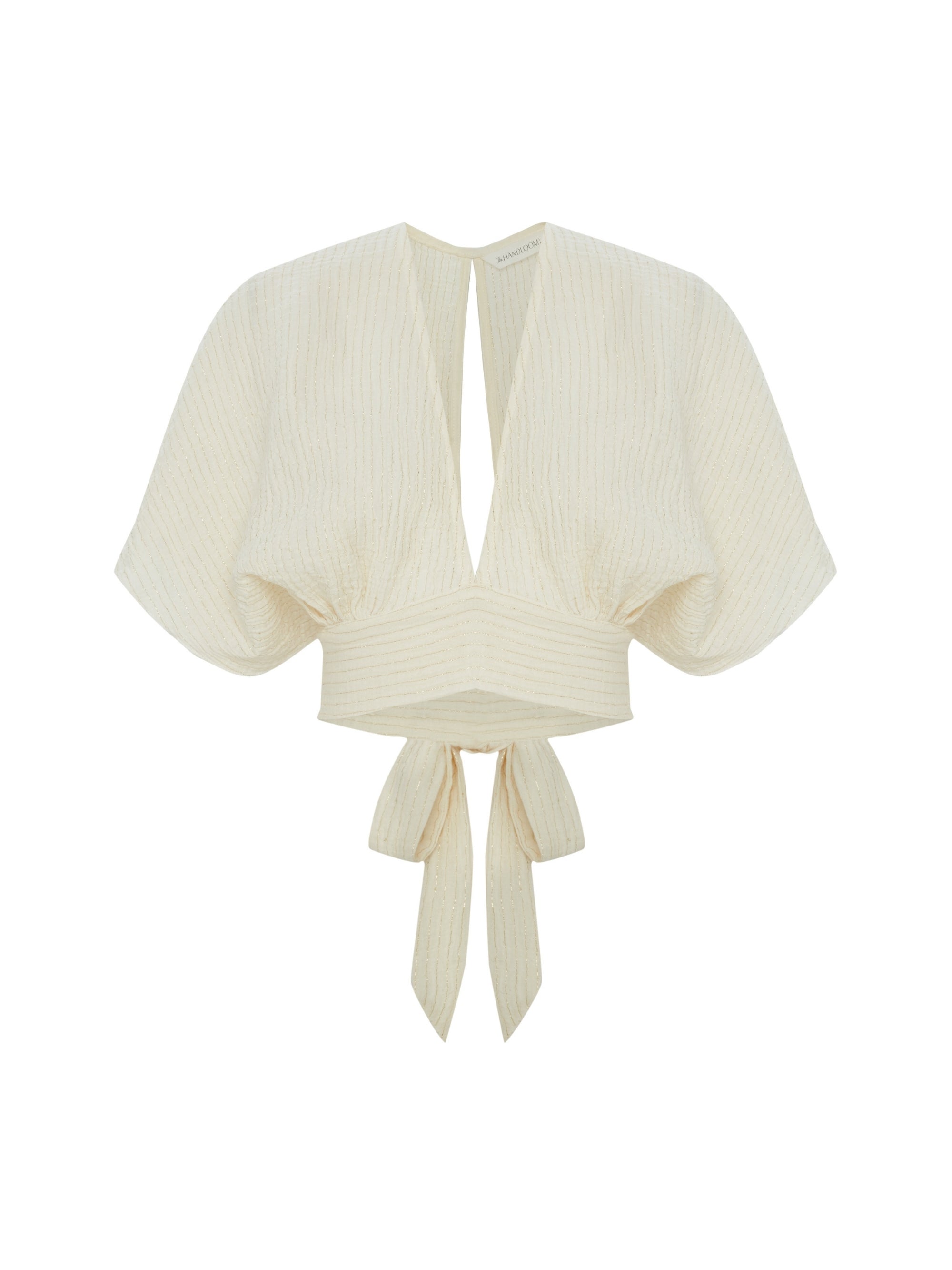 The Handloom-SORUNLU - Mare Top Natural With Gold Stripes-Top-10-Milagron.com