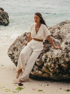 The Handloom-SORUNLU - Mare Top Natural With Gold Stripes-Top-4-Milagron.com