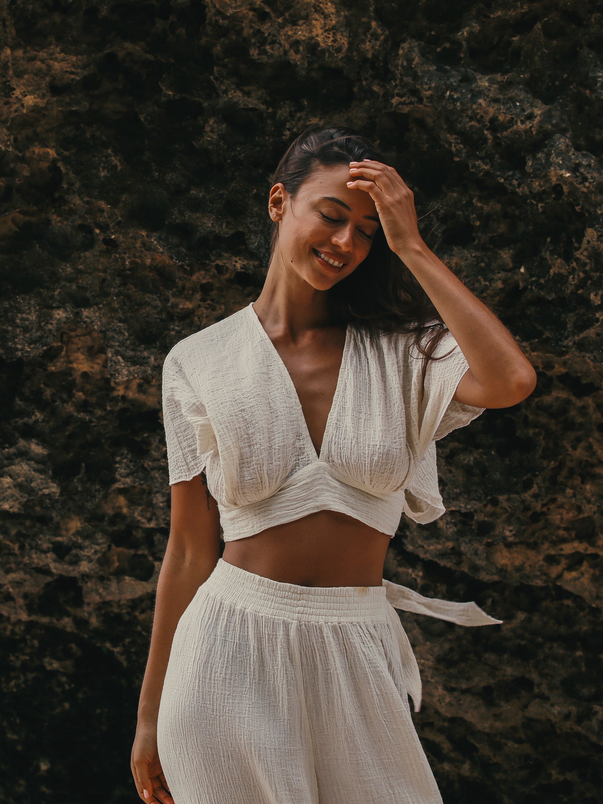 The Handloom-SORUNLU - Mare Top Natural With Gold Stripes-Top-6-Milagron.com