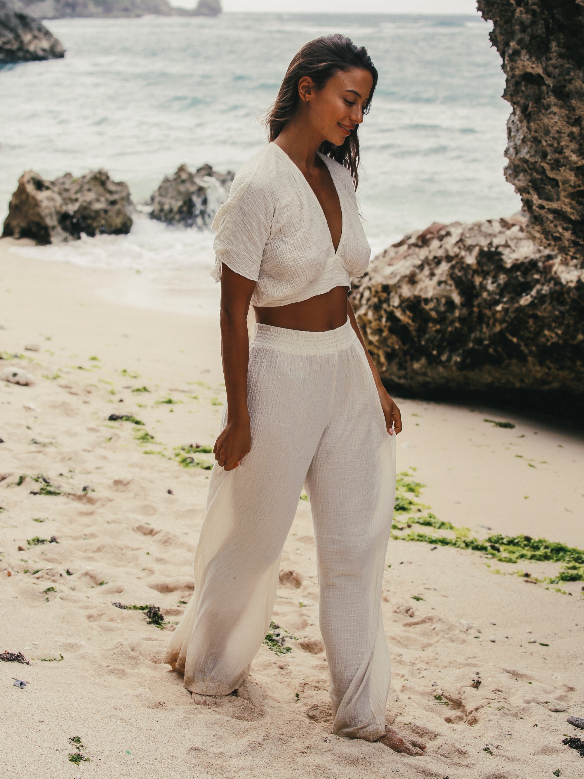 The Handloom-SORUNLU - Mare Top Natural With Gold Stripes-Top-8-Milagron.com