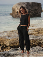 The Handloom-SORUNLU - Mia Pants Black-Pants-1-Milagron.com