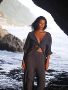 The Handloom-SORUNLU - Skye Palazzo Pants Navy-Pants-10-Milagron.com