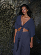 The Handloom-SORUNLU - Skye Palazzo Pants Navy-Pants-4-Milagron.com