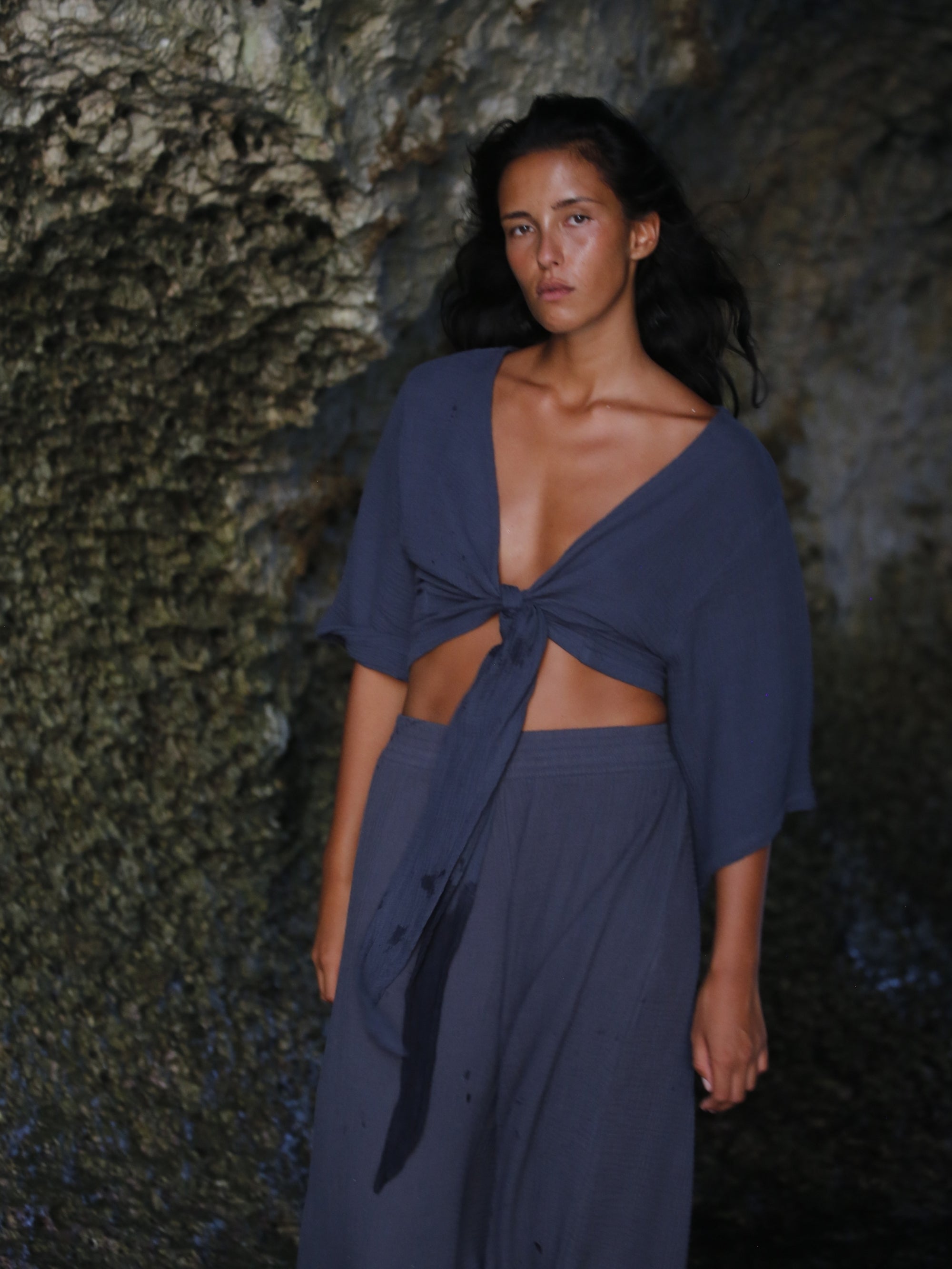 The Handloom-SORUNLU - Skye Palazzo Pants Navy-Pants-4-Milagron.com