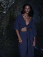 The Handloom-SORUNLU - Skye Palazzo Pants Navy-Pants-8-Milagron.com