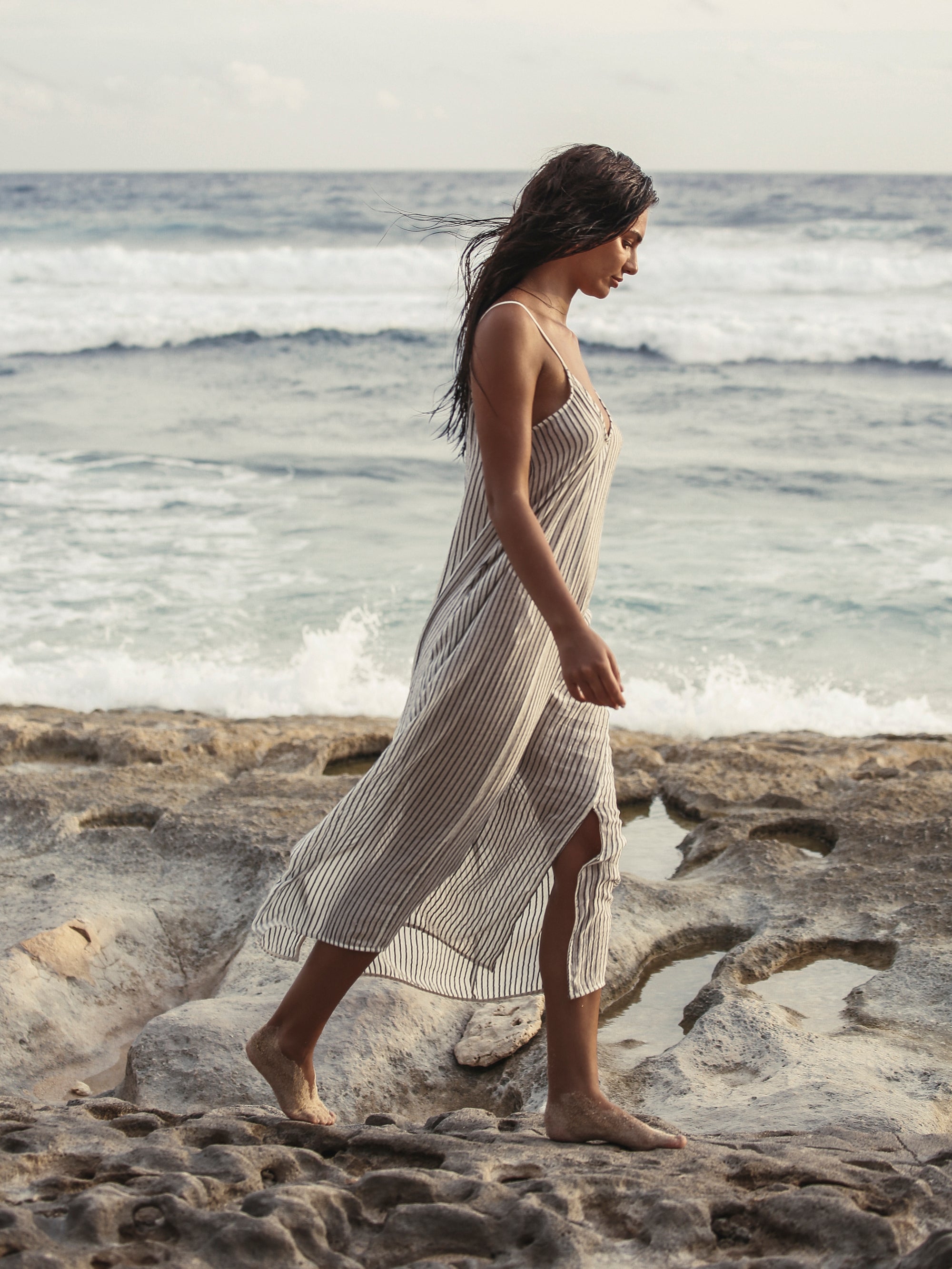 The Handloom-SORUNLU - Yaz Dress Black Stripes-Dress-4-Milagron.com