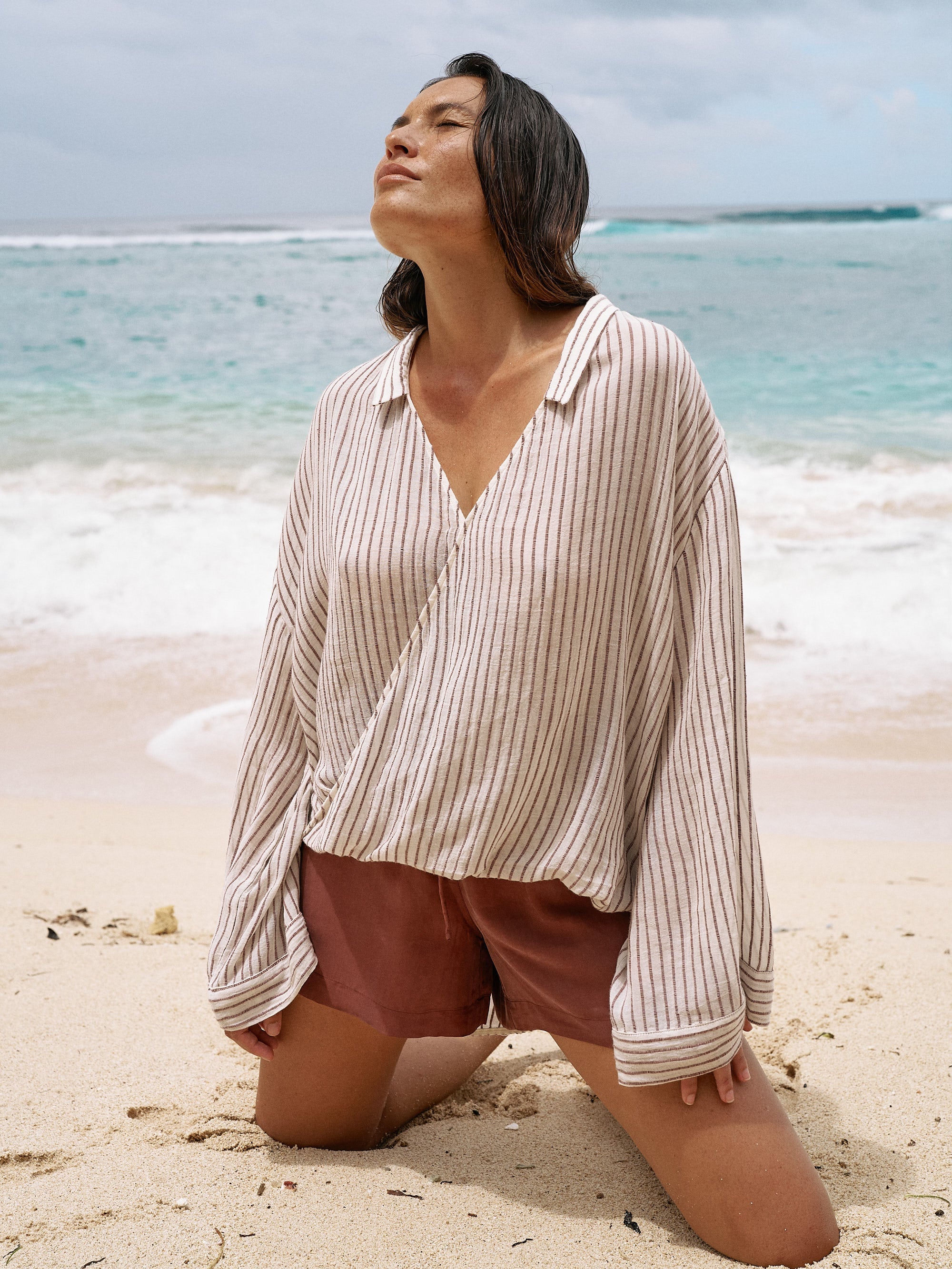 The Handloom-Sade Top Burgundy Stripes-Top-1-Milagron.com