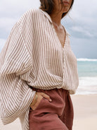 The Handloom-Sade Top Burgundy Stripes-Top-2-Milagron.com