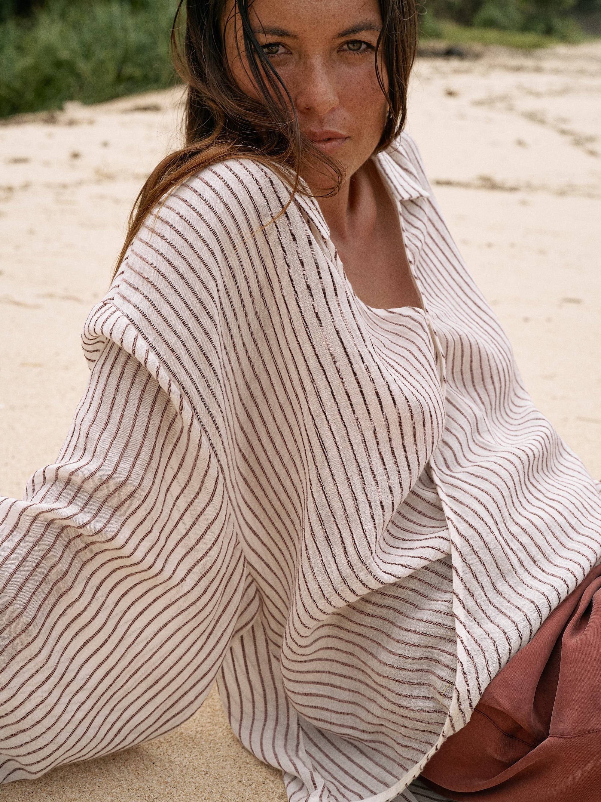 The Handloom-Sade Top Burgundy Stripes-Top-5-Milagron.com