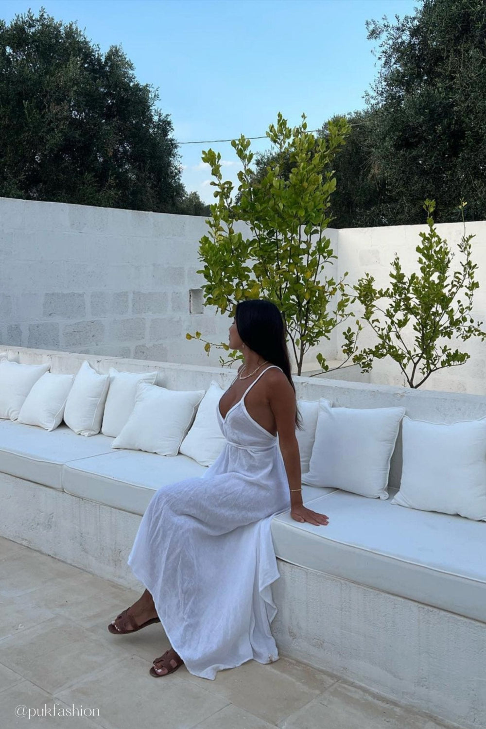 The Handloom-Sage Maxi Dress White-Elbise-2-Milagron.com