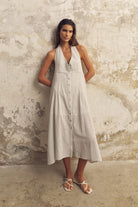The Handloom-Sahara Sun Maxi Dress Baby Blue-Elbise-1-Milagron.com