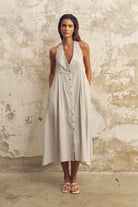 The Handloom-Sahara Sun Maxi Dress Baby Blue-Elbise-2-Milagron.com
