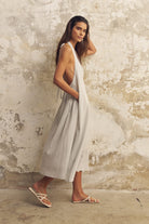 The Handloom-Sahara Sun Maxi Dress Baby Blue-Elbise-4-Milagron.com