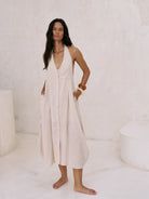 The Handloom-Sahara Sun Maxi Dress Natural-Elbise-1-Milagron.com