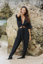 The Handloom-Skye Palazzo Pants Black-Pantolon-3-Milagron.com