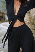 The Handloom-Skye Palazzo Pants Black-Pantolon-5-Milagron.com