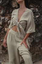 The Handloom-Skye Palazzo Pants Khaki Green-Pantolon-5-Milagron.com