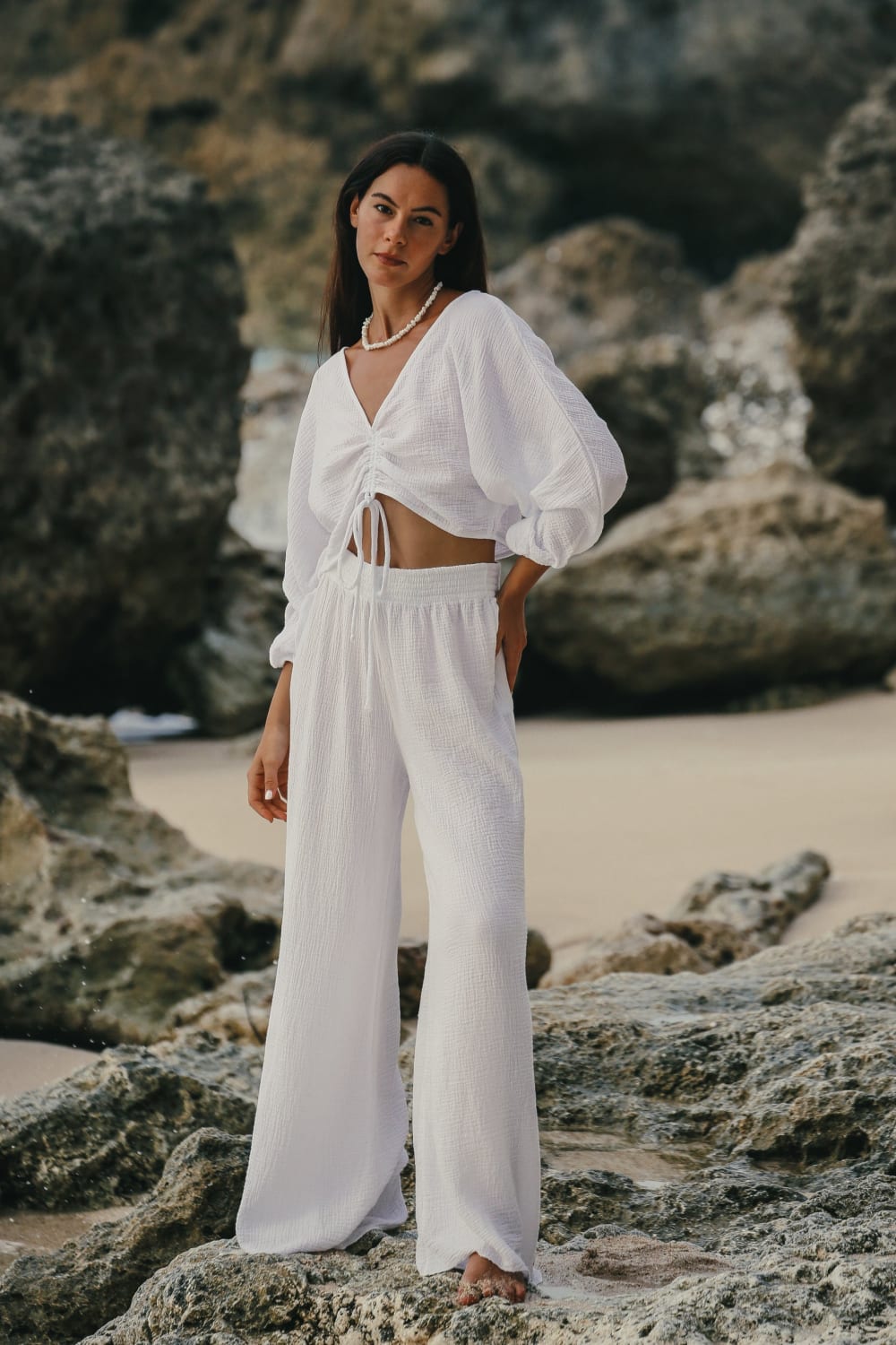 The Handloom-Skye Palazzo Pants White-Pantolon-1-Milagron.com