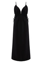 The Handloom-Sofia Ties Maxi Dress Black-Elbise-8-Milagron.com