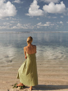 The Handloom-Sofia Ties Maxi Dress Khaki Green-Elbise-3-Milagron.com