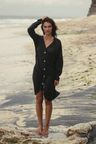The Handloom-Terra Shirt Dress Black-Elbise-1-Milagron.com