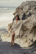 The Handloom-Terra Shirt Dress Khaki Green-Elbise-1-Milagron.com