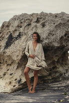 The Handloom-Terra Shirt Dress Khaki Green-Elbise-3-Milagron.com