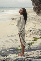 The Handloom-Terra Shirt Dress Khaki Green-Elbise-6-Milagron.com