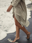 The Handloom-Terra Shirt Dress Khaki Green-Elbise-7-Milagron.com