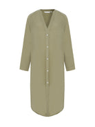 The Handloom-Terra Shirt Dress Khaki Green-Elbise-8-Milagron.com