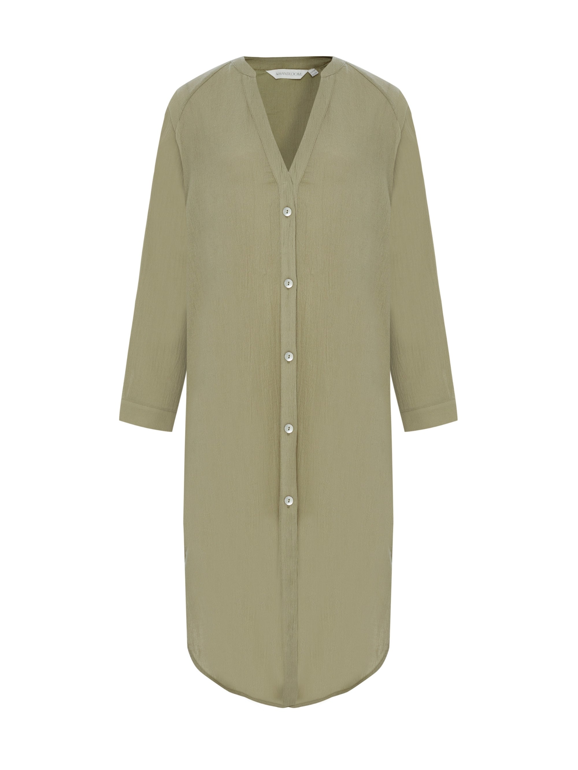 The Handloom-Terra Shirt Dress Khaki Green-Elbise-8-Milagron.com