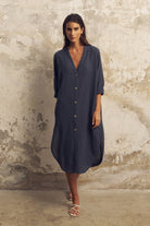 The Handloom-Terra Shirt Dress Navy-Elbise-2-Milagron.com
