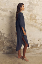 The Handloom-Terra Shirt Dress Navy-Elbise-3-Milagron.com