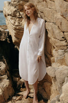 The Handloom-Terra Shirt Dress White-Elbise-1-Milagron.com