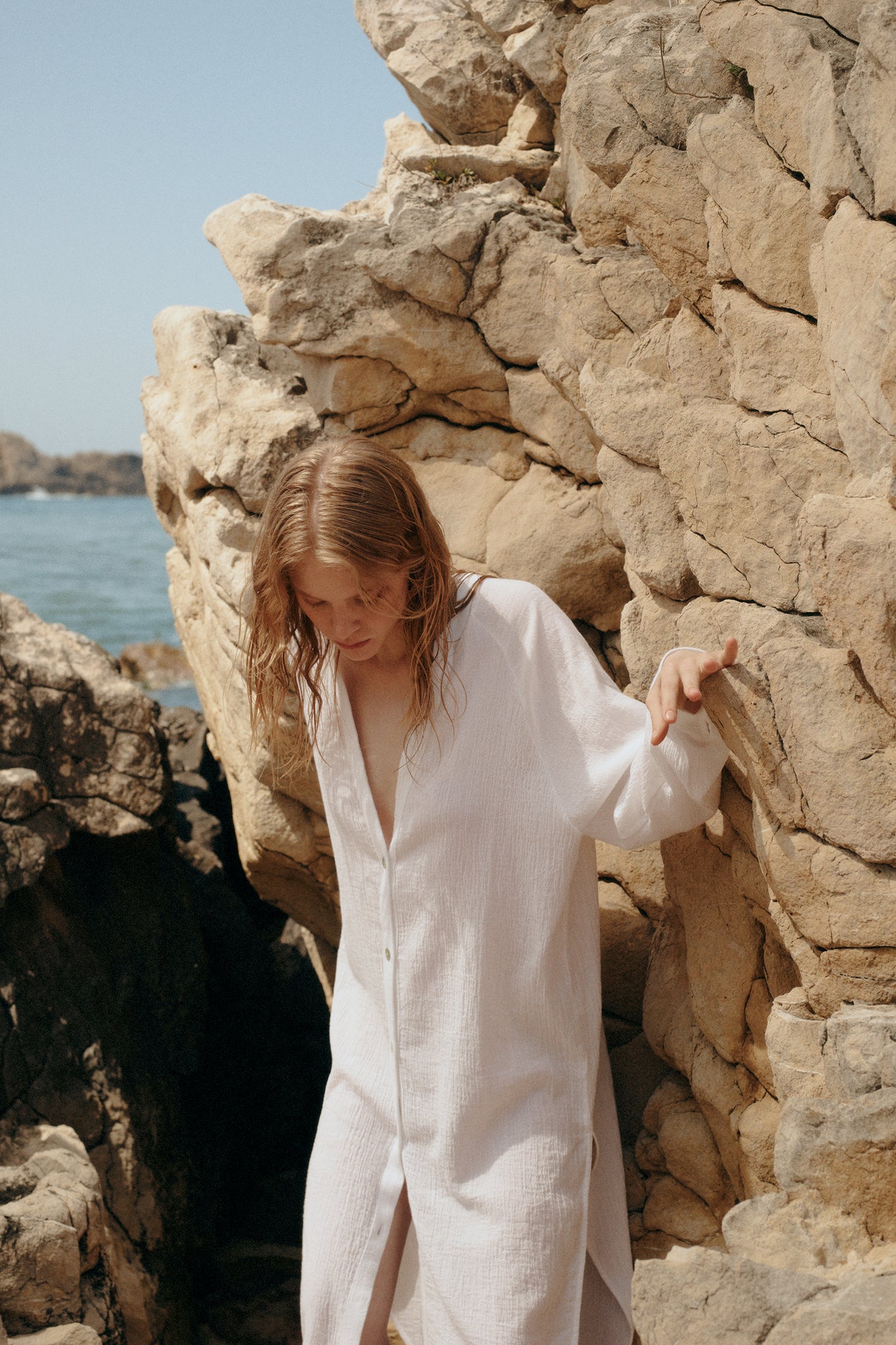 The Handloom-Terra Shirt Dress White-Elbise-3-Milagron.com